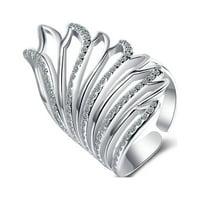 Toyella modni slatki dijamantni krili prsten za žene za žene bijelo zlato podesivo otvaranje