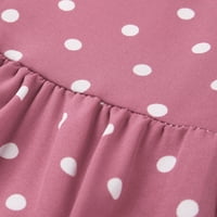 Ružičaste sanjetese za žensku odjeću pod ljetnim klirensom A-line s dugim rukavima Polka Dot Pink S