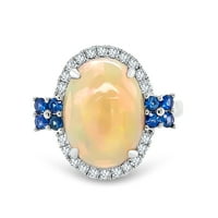 18k bijeli zlatni etiopski Opal Ovalni prsten
