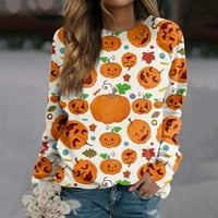 Yubatuo ženske dukserice Halloween ženska ležerna moda Halloween Print Dugi rukav O-izrez TOP bluza