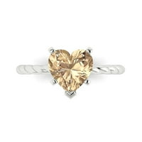 CT sjajan srčani rez prozirni simulirani dijamant 18k bijeli zlatni pasijans prsten sz 8,75