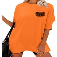 MAJICA LUXPLUM za žene posade vrat ljetni vrhovi životinjski tisak majica labav pulover rad narančasta