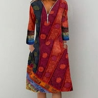 Ženska haljina modna labava jesen i zimski ležerni modni ručak s dugim rukavima Klasični V vrat Ležerne