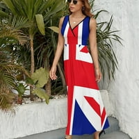 Britanska zastava Ženska bez rukava Maxi haljina dubokih V vrat Ležerne duge haljine