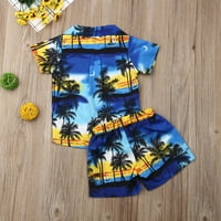 Frobukio Toddler Kids Boys Outfits Tree Print Majica kratkih rukava Elastična struka Hlače Havajski