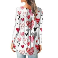 Ženska Crewneck vrhova zalete za Valentinovo voli srce od tiskane pulover za duginu dugih rukava tunika