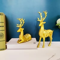 Mali ukrasni predmeti Božićne jelene Figurine ELK jelena Kip Gold Red Srebrna smola materijala Kućni