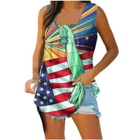 Američki tenkovi za zastavu Ženska patriotska majica USA majica bez rukava 4th srpnja Tee vrhovi ispisa
