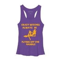 Lude vještice uvijek lete s ručke smiješno Halloween Wi Wimens Purple Heather Grafički trkački trkački