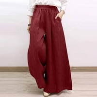 Lounge Hlače Žene Modni solid u boji Ležerne prilike sa širokim nogama pantalone za noge crveno 3xl