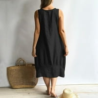Ženske haljine čišćenje Čvrsti kvadratni izrez A-line Dužina gležnja Lagana ljetna haljina bez rukava crna 5xl