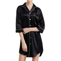 Homgro ženska noćna majica sa satenom mladenkama meko dugme gore spavaj košulja haljina za spavanje