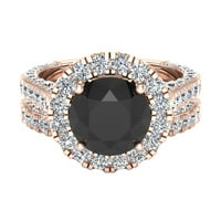 Black Diamond Wedding Ring Set 14K Rose Gold Halo prstenovi za žene 5. Carat