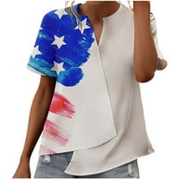 Taqqpue 4. jula odijelo za žene američke majice zastava Dan neovisnosti kratki rukav splitski vrat asimetrični