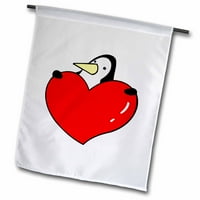 3drose pingvin holding crveno srce slatkog dizajna - vrtna zastava, prema