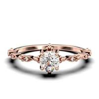 Zasljepljujući BOHO & HIPPIE 1. KRATA Okrugli dijamantni moissan zaručnički prsten, vjenčani prsten