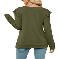 Paille žene dugih rukava labava majica obični dnevni ruž u pulover V izrez Loungewear vrhovi tee vojska zelena s