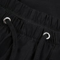 Wofedyo Cargo Hlače Ženske kratke hlače Ležerne prilike ženska struka pamučna elastična s džepovima Ženske casual pantalone crna l