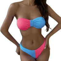 Ženski kupaći kupaći kostimi Brazilski plaža s ravnim košarinim ženskim kupaćim kupaćim kupaćim kupaćim kostimima tankinis set kupaći odijela plus veličine Žene Podignite Poliester plave s