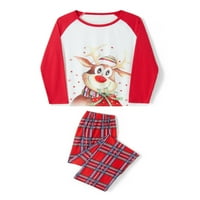 Sretan božićni pidžami postavio porodicu podudaranje s dugim rukavima Elk print tisak pletene hlače