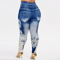 Lroplie hlače za žene joga tiskane žene odjeću plus veličine donje hlače traperice hlače plavo