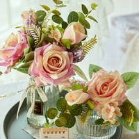 Ružičasti umjetni cvijet, ruže trpezarijski stol, lažni cvjetovi, stolica za vjenčanja leđa cvijeće,