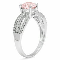 1.27ct okrugli rez ružičasti simulirani dijamant 14k Bijelo zlato Graviranje Izjava bridalne godišnjice