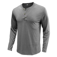 Clearsion Muška majica slim fit s dugim rukavima Henleyji košulja Casual Soild Color Majica Lagana krajeva
