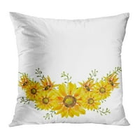 Žuti ručni akvarelni suncobrani vijenac na lijepom cvjetnom za vaš pozdrav pamtljivi uštedu datuma jastuk
