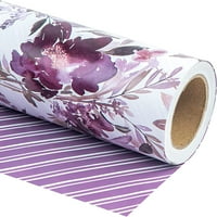 Reverzibilni papir za omotavanje - mini rolna stopala - prekrasan ljubičasti cvjetni dizajn za vjenčanje,