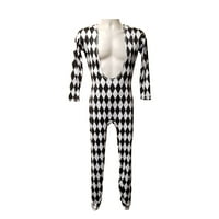 Harlequin Leotard kostim Freddie Mercury Unitard Spande outfit crno-bijeli