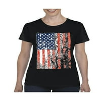 - Ženska majica kratki rukav, do žena veličine 3xl - Američka zastava 4. jula