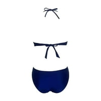 Ženske kupaće kostime Vintage Gradijent ispisani kupaći kostim Retro Halter Ruched Wrap prednji sabirni