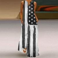 Ženske ljetne haljine siva za žene casual plus veličina V izrez Dress Dnevna moda Amerikanac 4. jula
