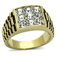 Muški prsten od nehrđajućeg čelika od nehrđajućeg čelika sa dva tona sa gornjim klasom Crystal u bistri - veličina 9
