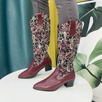 Žene srednje telefne čizme - nove jesenske i zimske čizme etničko stil retro debela potpetica visoke