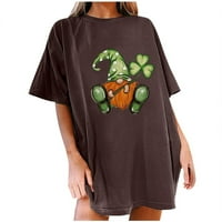Dnevna majica Odeerbi Trend St. Patrick za žene Čvrsti okrugli vrat kratkih rukava tiskati labavu bluzu