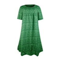 Ženske haljine Mini rukavjski rukavjski ležerni mini cvjetni okrugli dekolte ljetna haljina zelena xl