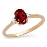 Kolekcija Dazzlingock 10k Oval ružičasti safir i okrugli dijamant Bridal Obećaj zaručnički prsten, zlato