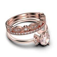 Zasljepljujući minimalistički 2. karat ovalni morgatit i dijamantski morgatitni prsten, vjenčani prsten,