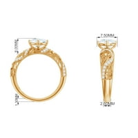 1. CT Moissite zaručnički prsten u Milgrain Gold za žene, 14k bijelo zlato, SAD 5.00