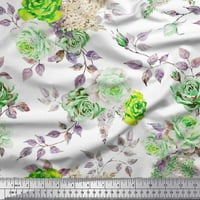 Soimoi zelena svila od lišća i ruža cvijeća za štampanje tkanine sa širokim dvorištem
