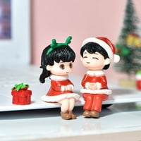 Božićni sjedeći par sa Xmas Hat Design Mini Ornament Domaći dekor