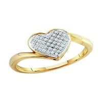 Dijamantna princeza žuta-tonska sterling srebrna ženska ženska okrugla dijamantski prsten za srce CTTW
