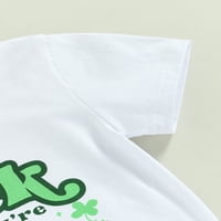 Blotona Toddler Kids Girls St.Patrick's Dnevna majica kratki rukavi majica Clover Rainbow Flared Pant s rezervacijom za glavu Irska odjeća