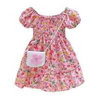 Rovga casual haljine za djevojke Ljetni rufffle duhovni rukavac modna slatka cvjetna print princeza