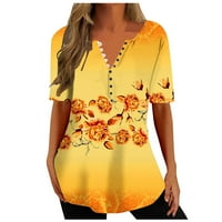 Dyegold Ljetni vrhovi za žene Trendy, ženske kratkih rukava Dressy Casual Vintage cvjetne tiskane majice