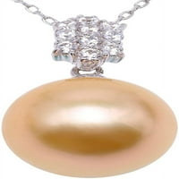 Pearl privjesak originalni zlatni južni kultivirani biserni privjesak ogrlica isprekidana sa cirkonima za žene