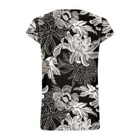 Podplag Žene Ljetni vrhovi, ženska modna casual boho cvjetna casual majica kratki rukav V bluza Vruže,