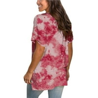 Ženske bluze, ljetni cvjetni tiskani ties kratki rukav Tunik V izrez Trendy Slatke bluze
